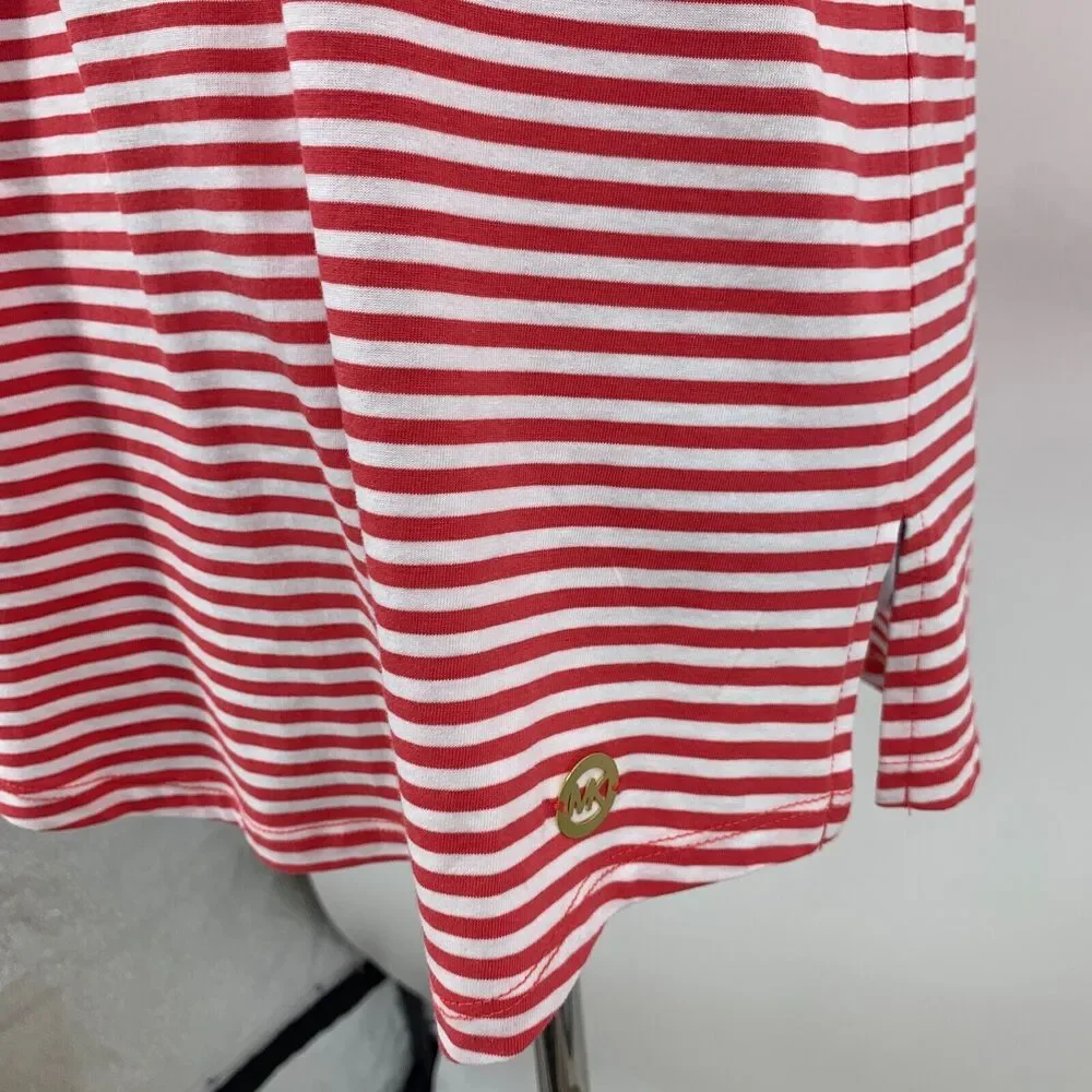 Michael Kors Tank Top Womens M Medium Watermelon Striped Sleeveless Crew Neck